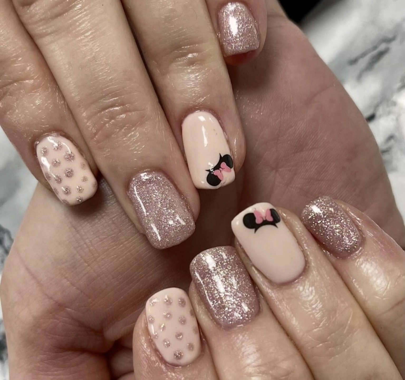 Pink nail art